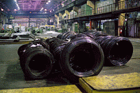 Cold-drawn rolled steel for cold heading in coils